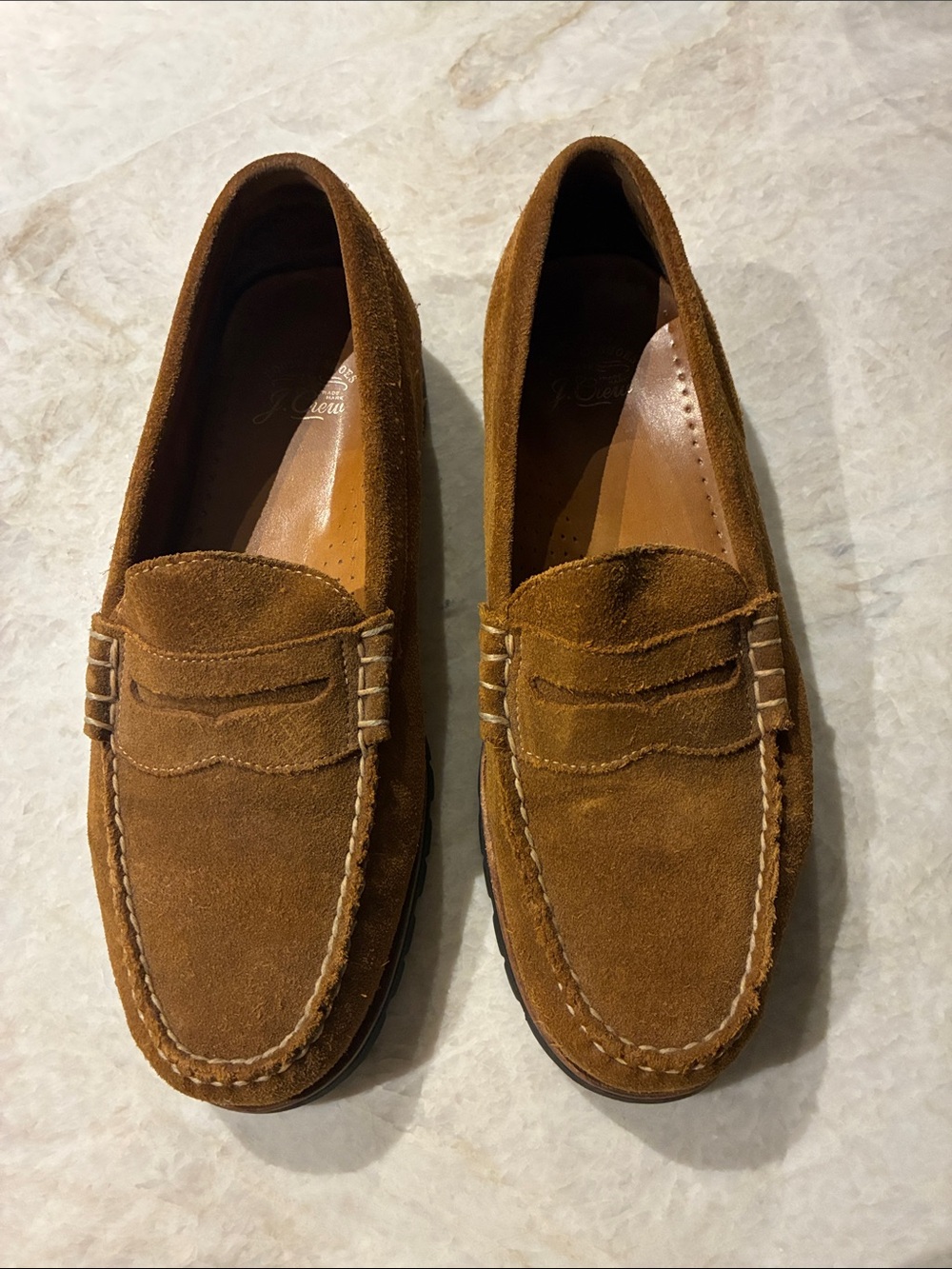 J. Crew Men's Suede Penny Loafers - Cognac Brown